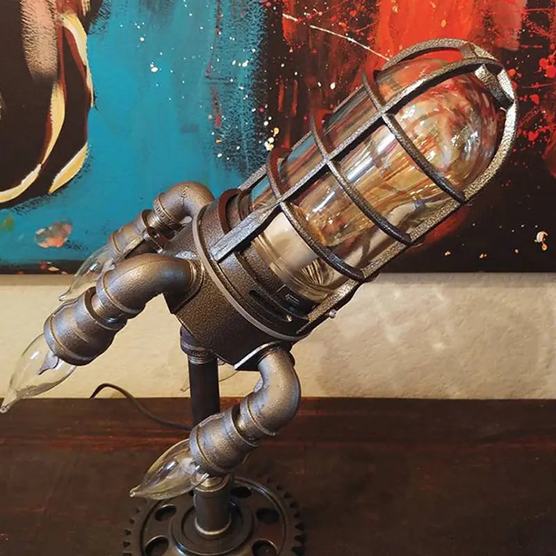 Vintage Steampunk Rocket Lamp