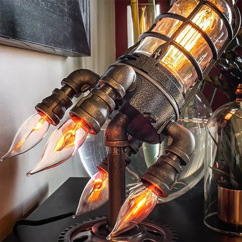 Vintage Steampunk Rocket Lamp